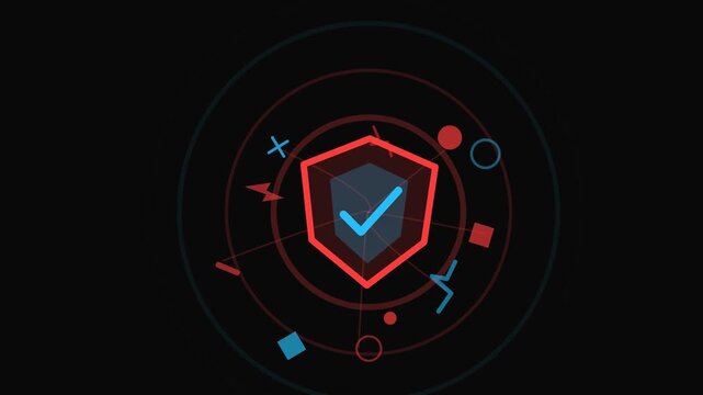 Critical Cyber Intrusion Alert Defense Shield Pulse Animation 011