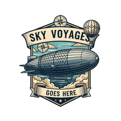 Classic aeronautical badge ideal for adventure travel agencies, historical tours, or transport companies with a retro aesthetic. © Serba