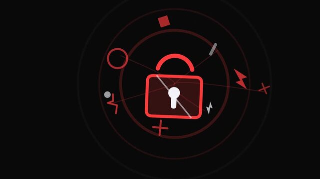 Critical Cyber Intrusion Alert Locked Padlock Pulse Animation 021