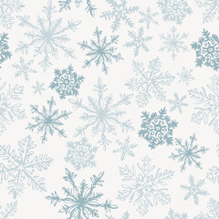 Winter Snow Stars Decorative seamless pattern. Repeating background. Tileable wallpaper print. © MalyskaStudio