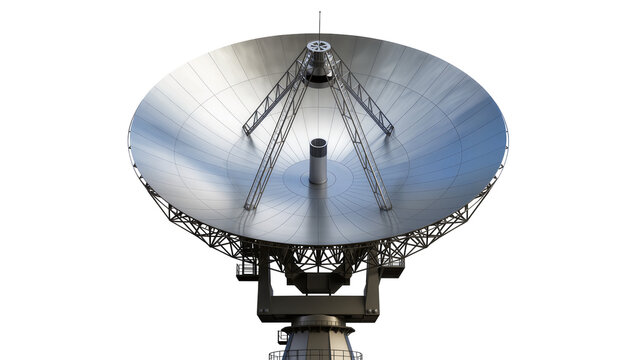 Large parabolic satellite dish antenna with metal structure