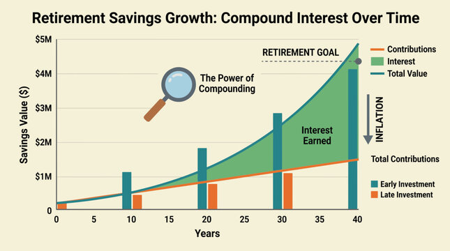 Detailed Compound Interest Graph for Retirement Savings