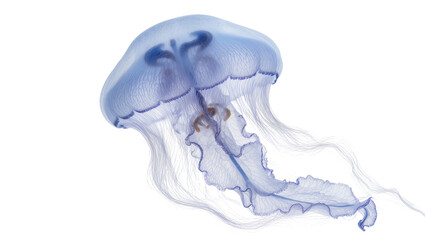 Translucent blue jellyfish with delicate tentacles floating © Johanna