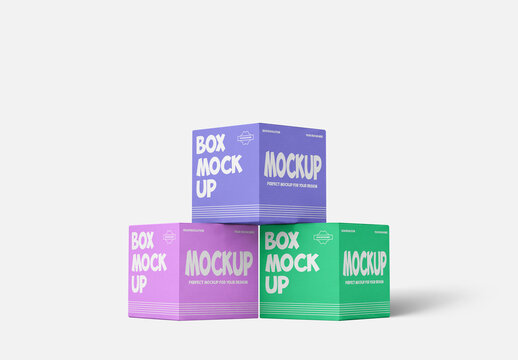 Square Cube Box Mockup Stack