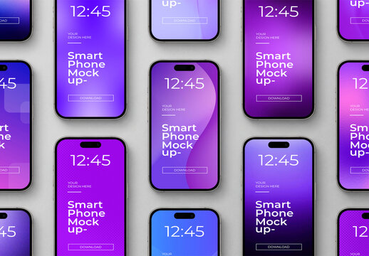 Smartphone App Screen Grid Mockup