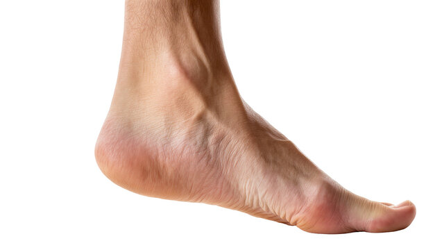 Human foot and ankle with visible veins and hair