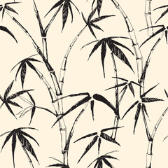 Sketched Bamboo Decorative seamless pattern. Repeating background. Tileable wallpaper print. © MalyskaStudio
