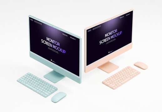 Monitor Screen Mockup Set