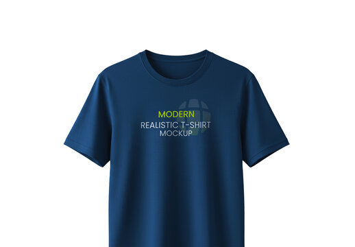 Navy Blue Crewneck Crop T-Shirt Mockup