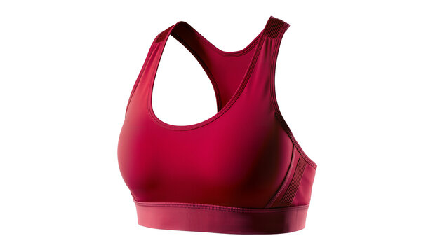 Red sports bra with ribbed details and racerback