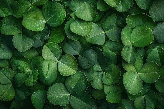 Close-up of vibrant green heart-shaped leaves covering entire surface with lush natural foliage background