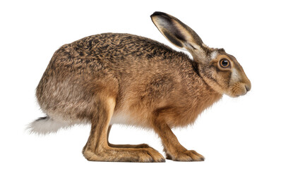 Obraz premium Brown hare with long ears and white tail tip