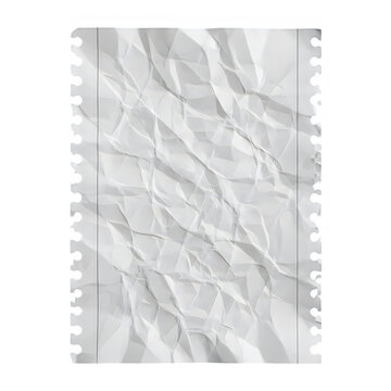 A single piece of rectangular crumpled paper with rough jagged edges and a thin vertical black line
