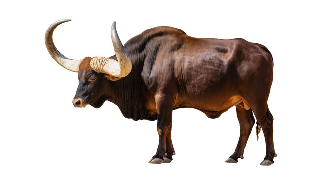 Indian Gaur Bull with Large Curved Horns