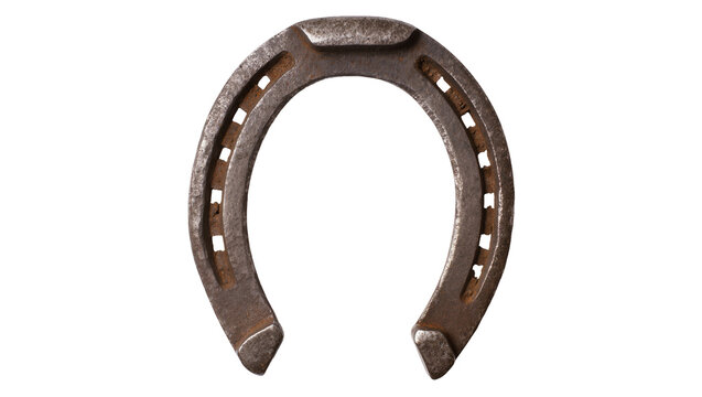 Rusty metal horseshoe with nail holes