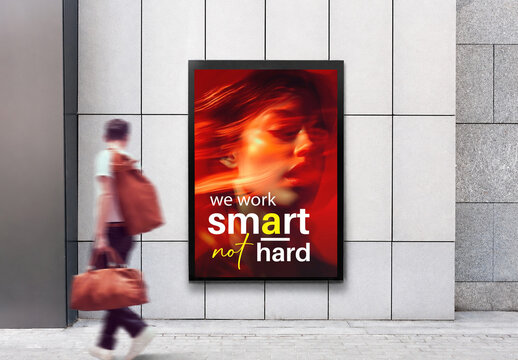 Outdoor Poster Mockup on Modern Tiled Wall