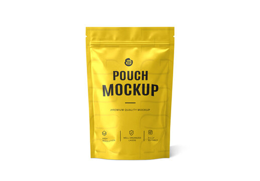 Front View Stand Up Ziplock Pouch Packaging Mockup