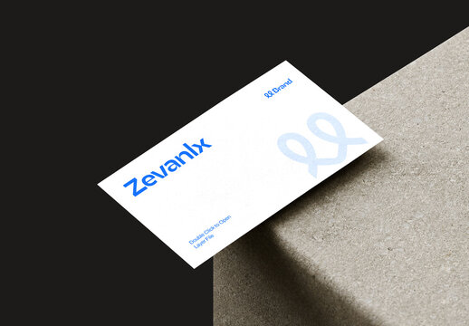 Business Card Mockup on Concrete Stone Edge