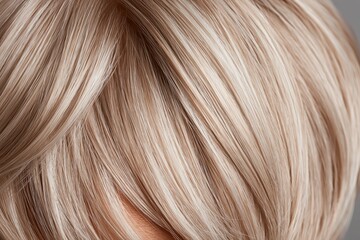 Fototapeta premium Close-up macro shot of natural blonde hair with subtle highlights and soft texture, showcasing healthy strands.