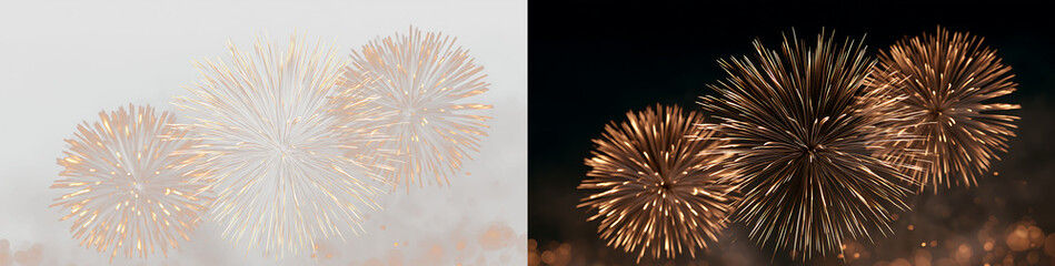 Obraz premium Realistic Holiday Fireworks Flash Overlay PNG