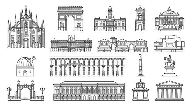 Iconic Landmarks Collection: A curated set of line art illustrations featuring famous architectural landmarks and structures from around the world.