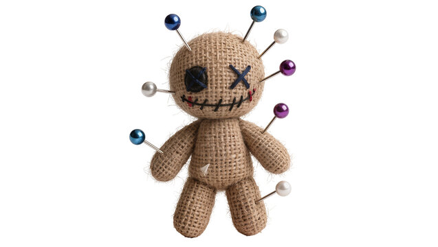 Burlap voodoo doll with pins