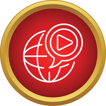 Globe icon showing a play button for worldwide digital media content