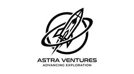 A rocket ship blasts off into space with Astra Ventures logo advancing exploration. © kaneki