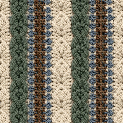 Fototapeta premium Cozy knitted wool texture, a warm handmade crochet pattern with intricate braided cables. Soft yarn textile background, perfect for winter fashion and craft projects.