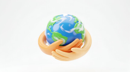 Fototapeta premium Hands Holding Earth Globe Symbolizing Global Care and Environmental Protection