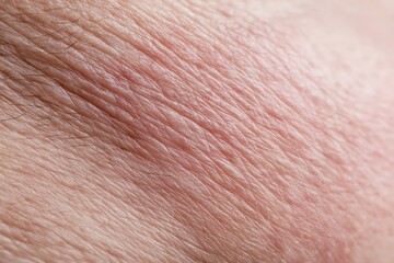 Fototapeta premium Extreme close-up macro shot of human skin texture with fine wrinkles and sparse dark hairs visible.