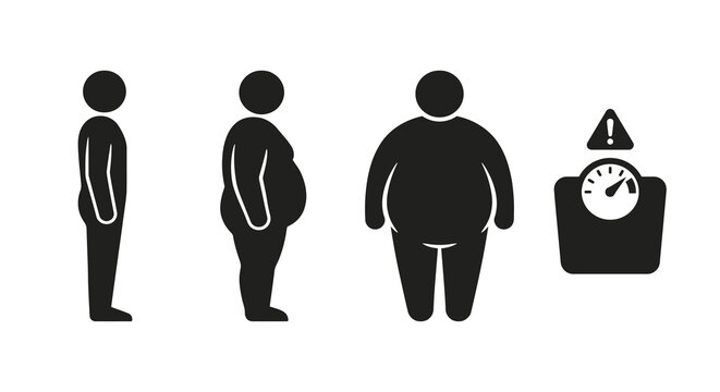 Human Body Weight Progression With Scale Black Silhouette