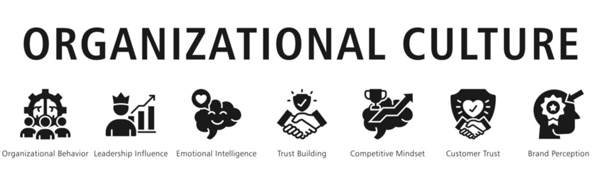 Organizational Culture Web Banner  icon vector illustration concept