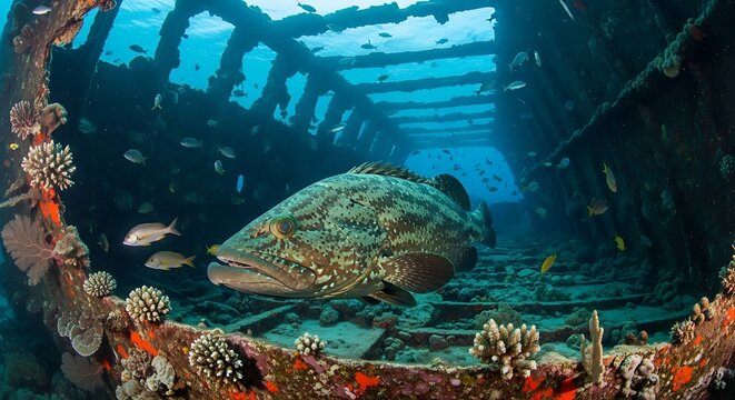 Colorful tropical fish swimming in coral reef aquarium.