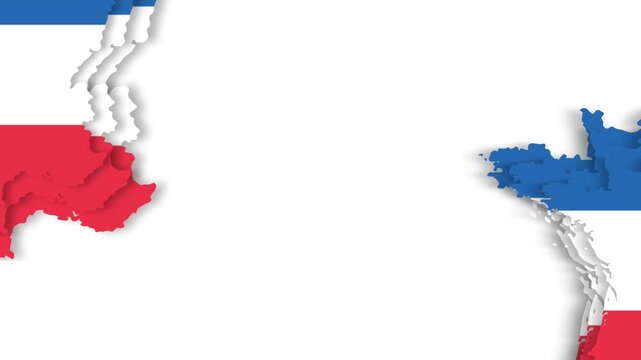 Dynamic Map Outlines of France and Yugoslavia with National Flags.