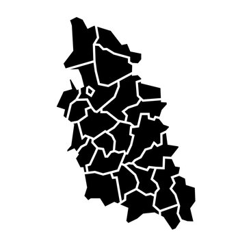 Pskov Oblast Professional Solid Black Flat Vector Map with All Administrative Districts
