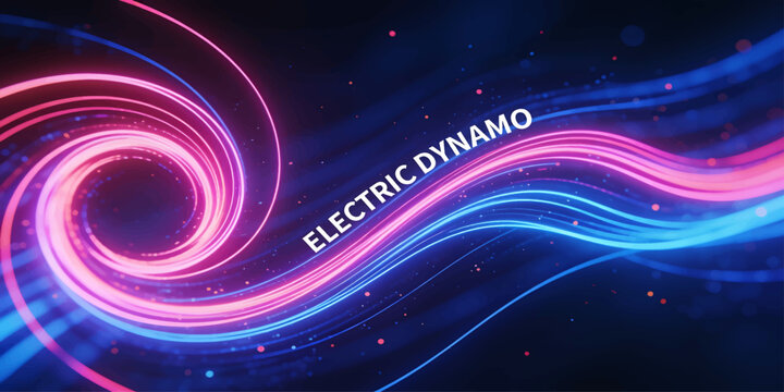 Electric Dynamo Neon Blue and Pink Swirl Wave Abstract Background