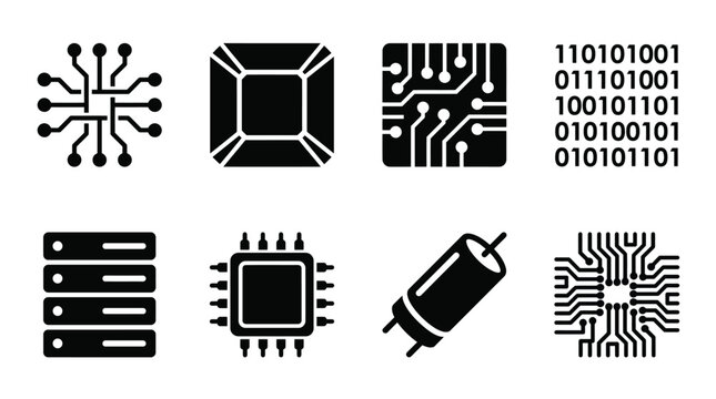 Computer Hardware Digital Technology Icons Vector Pack