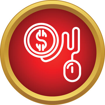 Computer mouse clicking on a dollar currency icon, representing pay per click concept