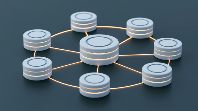 Central database network data connection distributed system database icon server icon network node information technology digital link cloud system data storage