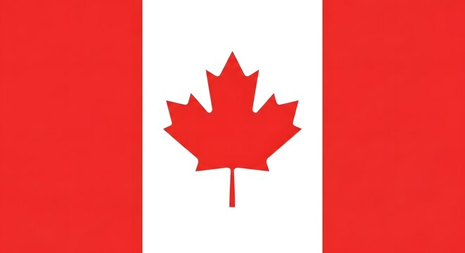 Canadian flag with a central red maple leaf on a white and red background