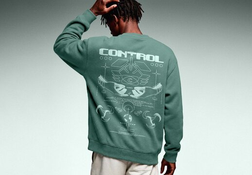 Green Sweatshirt Mockup Back View For Branding Design