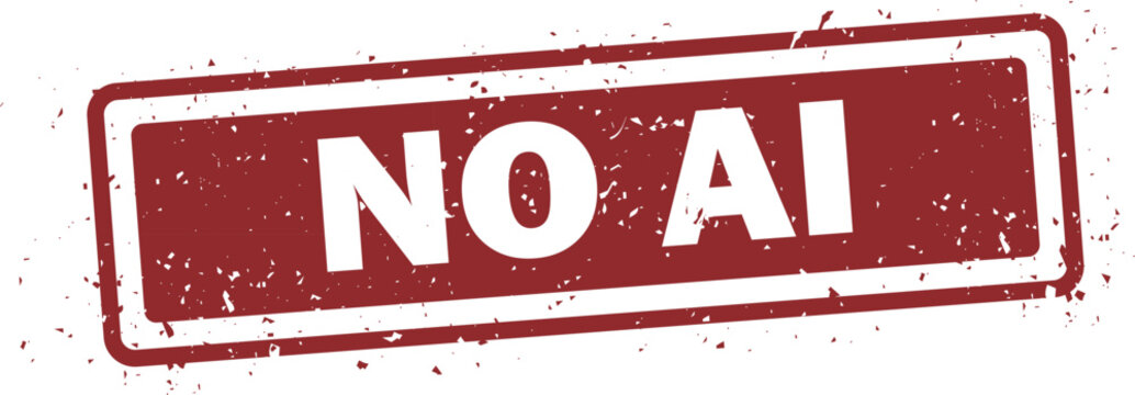 No AI Vintage Rubber Stamp with Transparent Distressed Texture Vector