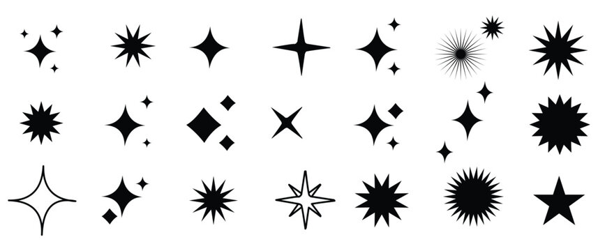 Sparkle star icon set simple star burst symbol, transparent png and vector illustration shimmering four pointed star icon set sparkles star symbols vector bright sparkle star sparkle shiny flash