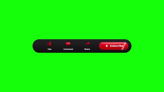 Animated social media buttons on green screen background