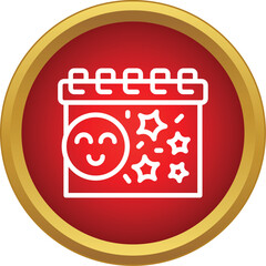Obraz premium Calendar icon presenting a celebration with smiling face and stars