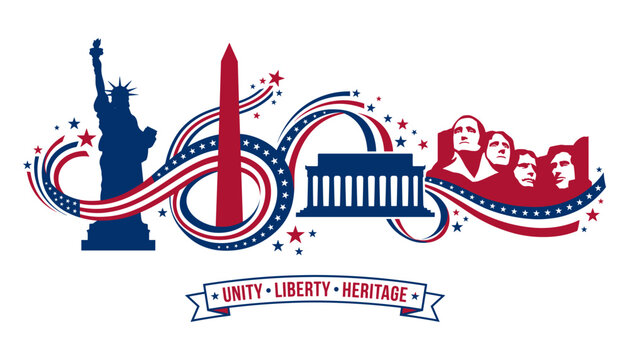 American vector illustration unity liberty heritage patriotic symbols