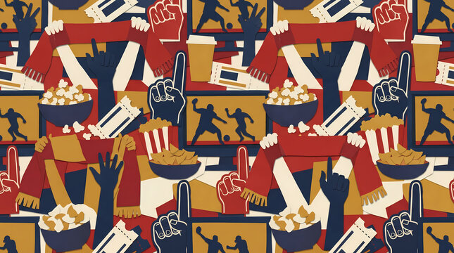 Sports Fan Viewing Party Pattern Collage