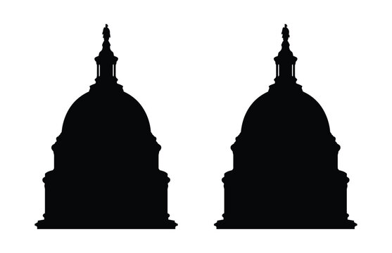 Black silhouette of two us capitol buildings Vector