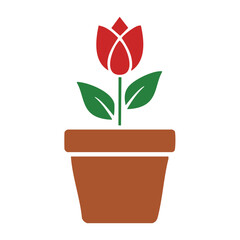 Fototapeta premium Flat design poinsettia plant in pot